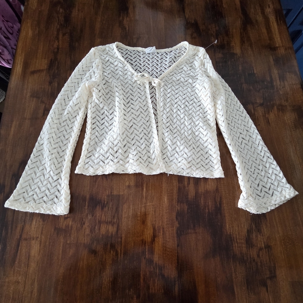 Boho Crotched Front Tie Closure Crop Top, Size Large In Girls/ Small In Womens